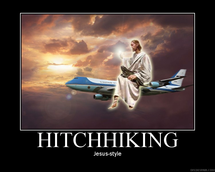 jesus hitchhiking on an airplane